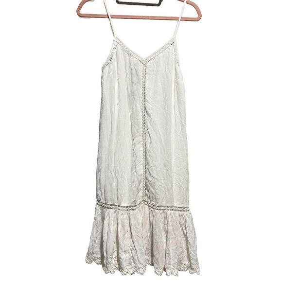 Cupcakes & Cashmere Womens White Drop Waist Coast Crochet Frill Sundress XS - Picture 3 of 10